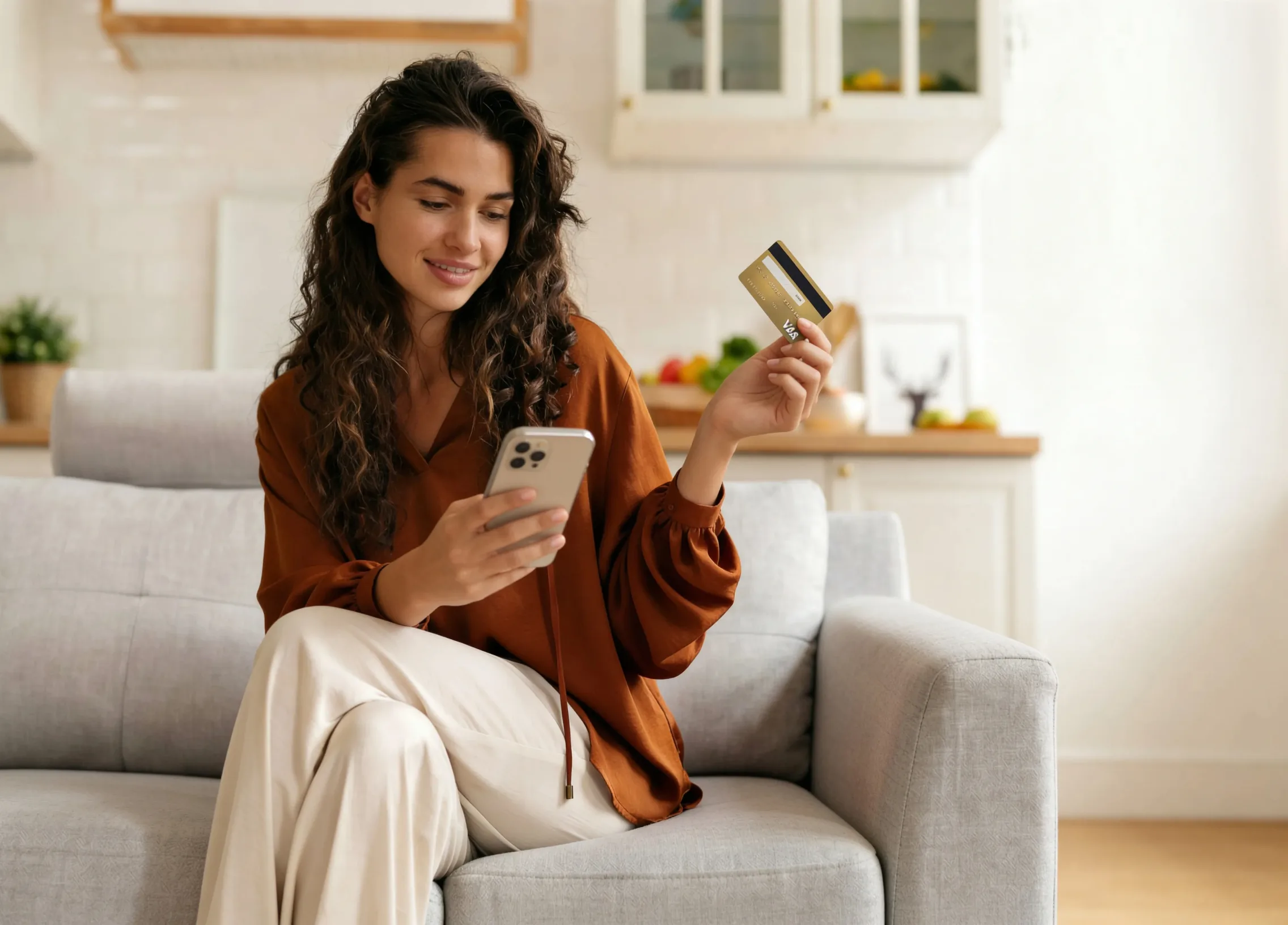 Person smiling while reviewing their Seen credit building progress